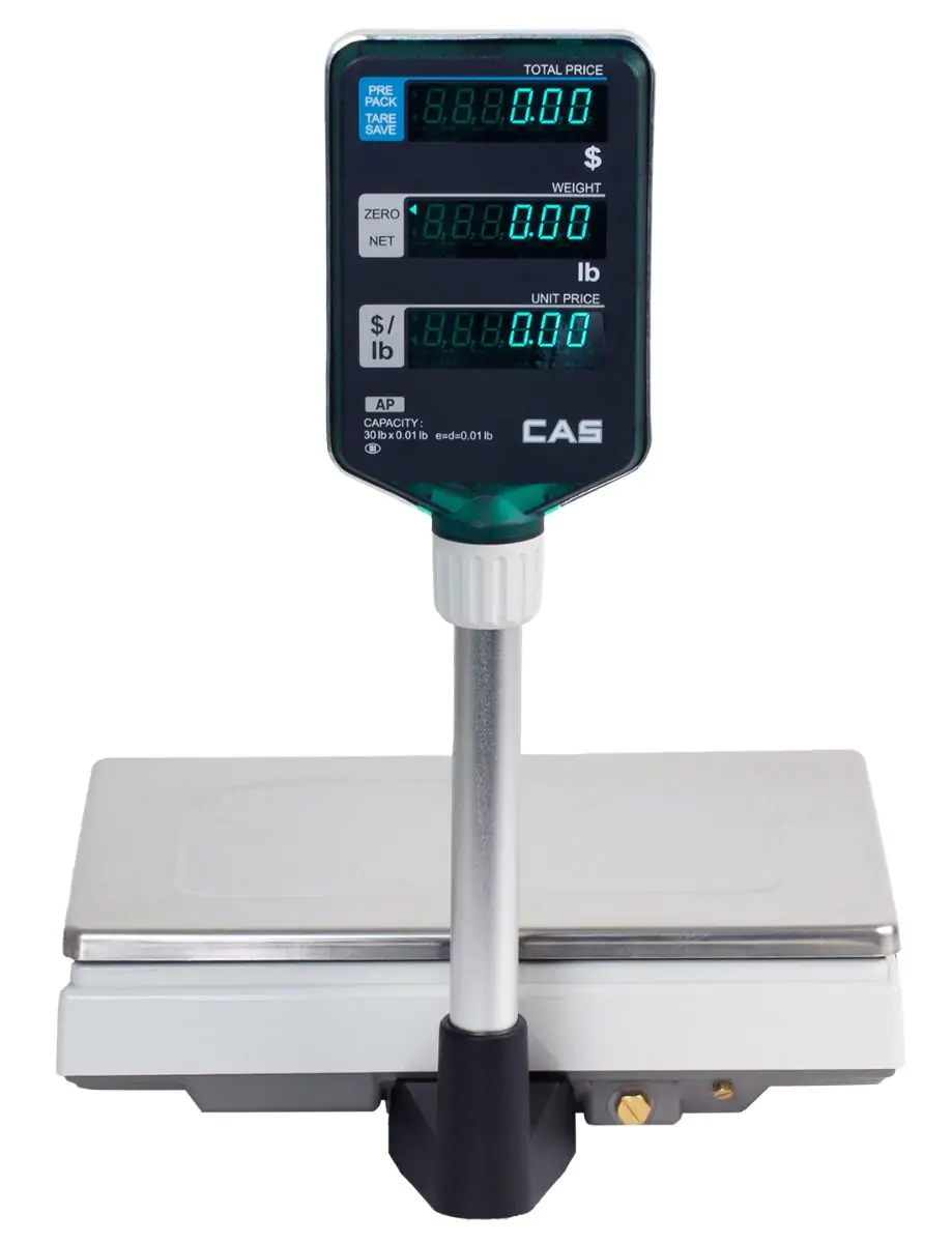CAS S2000 Price Computing Scale – 60 Lb X 0.02 Lb, NTEP Certified, Legal For Trade