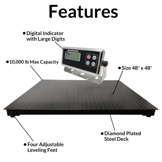 5 Year Warranty Pallet Scale 4x4 Floor Scale 48" x 48" 10,000 lb - Image 2