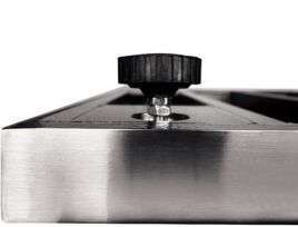 LW Measurements replacement scale feet black - installed view under stainless scale base