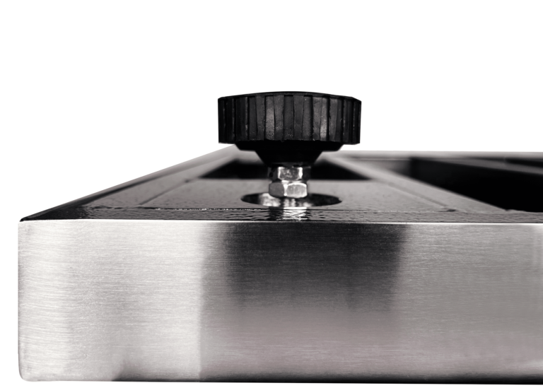 LW Measurements replacement scale feet black - installed view under stainless scale base