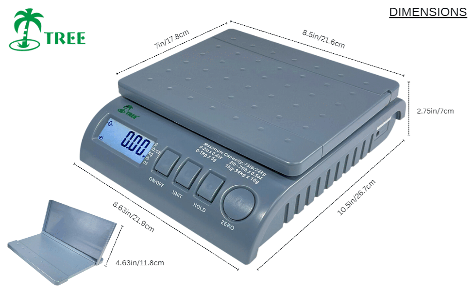 LW Measurements SPS Postal Scale dimensions diagram