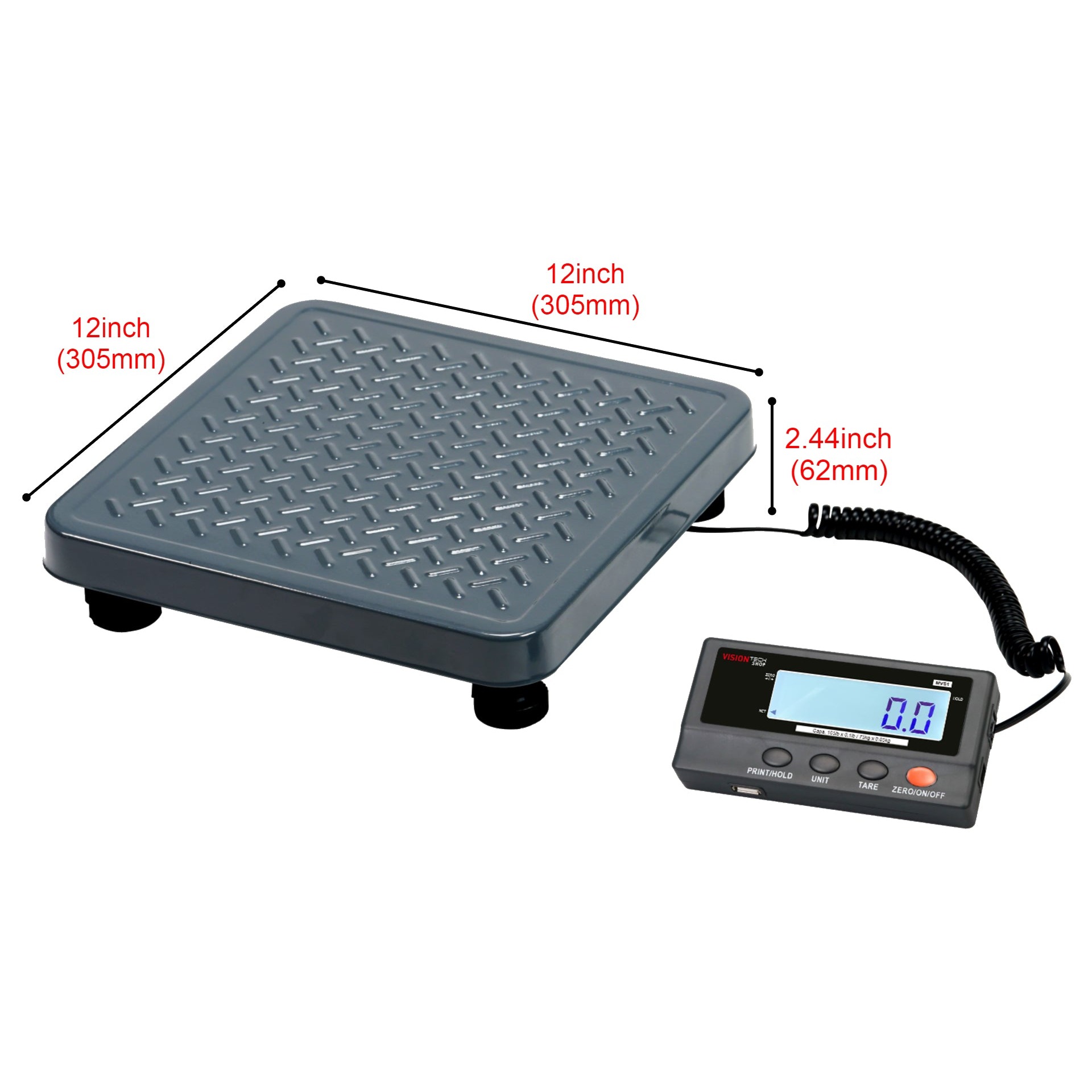 MVS1 platform dimensions 12 x 12 x 2.4 inches