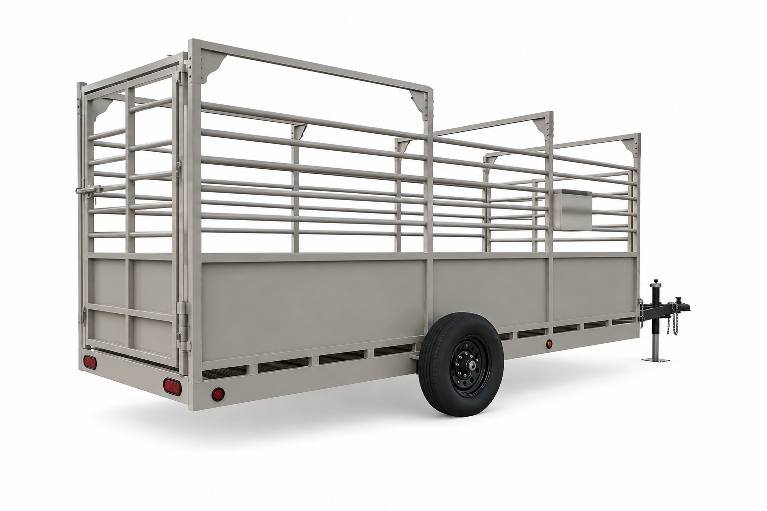 USA Measurements 8x15 Single Axle Livestock Trailer Scale - rear 3/4 angle studio view on white background