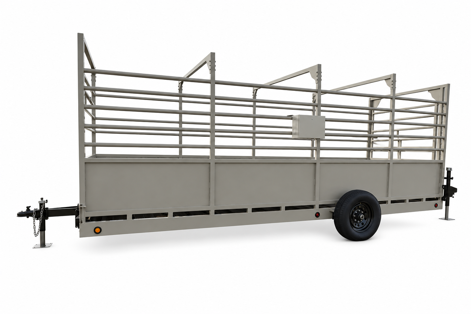 USA Measurements 8x15 Single Axle Livestock Trailer Scale - alternate side profile studio view on white background