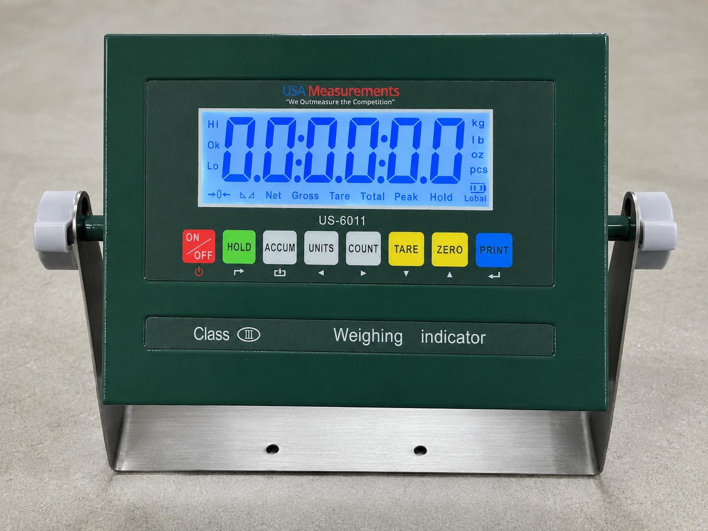 USA Measurements 8x15 Single Axle Livestock Trailer Scale - US-6011 NTEP weight indicator close-up