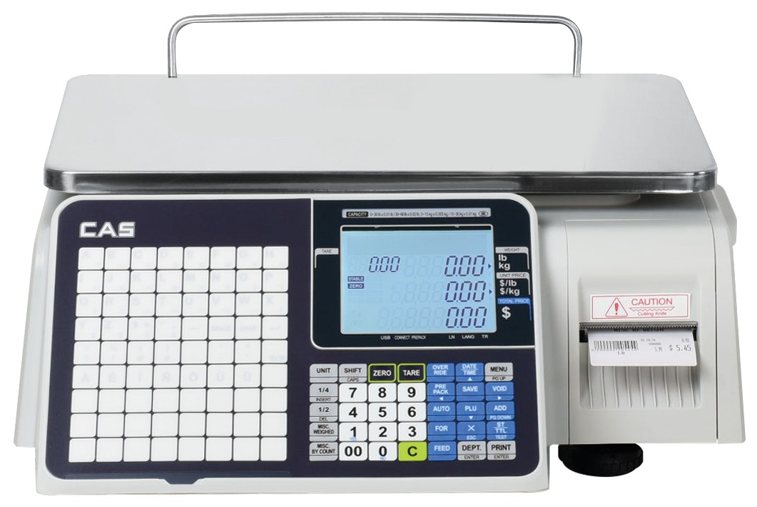 CAS CL3000 bench model front view label printing scale