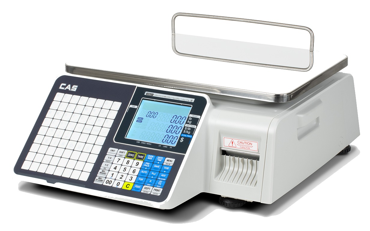CAS CL3000 bench scale full keypad and thermal label printer
