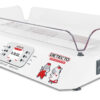 Detecto 6745 digital baby scale facing left with touchscreen LCD display