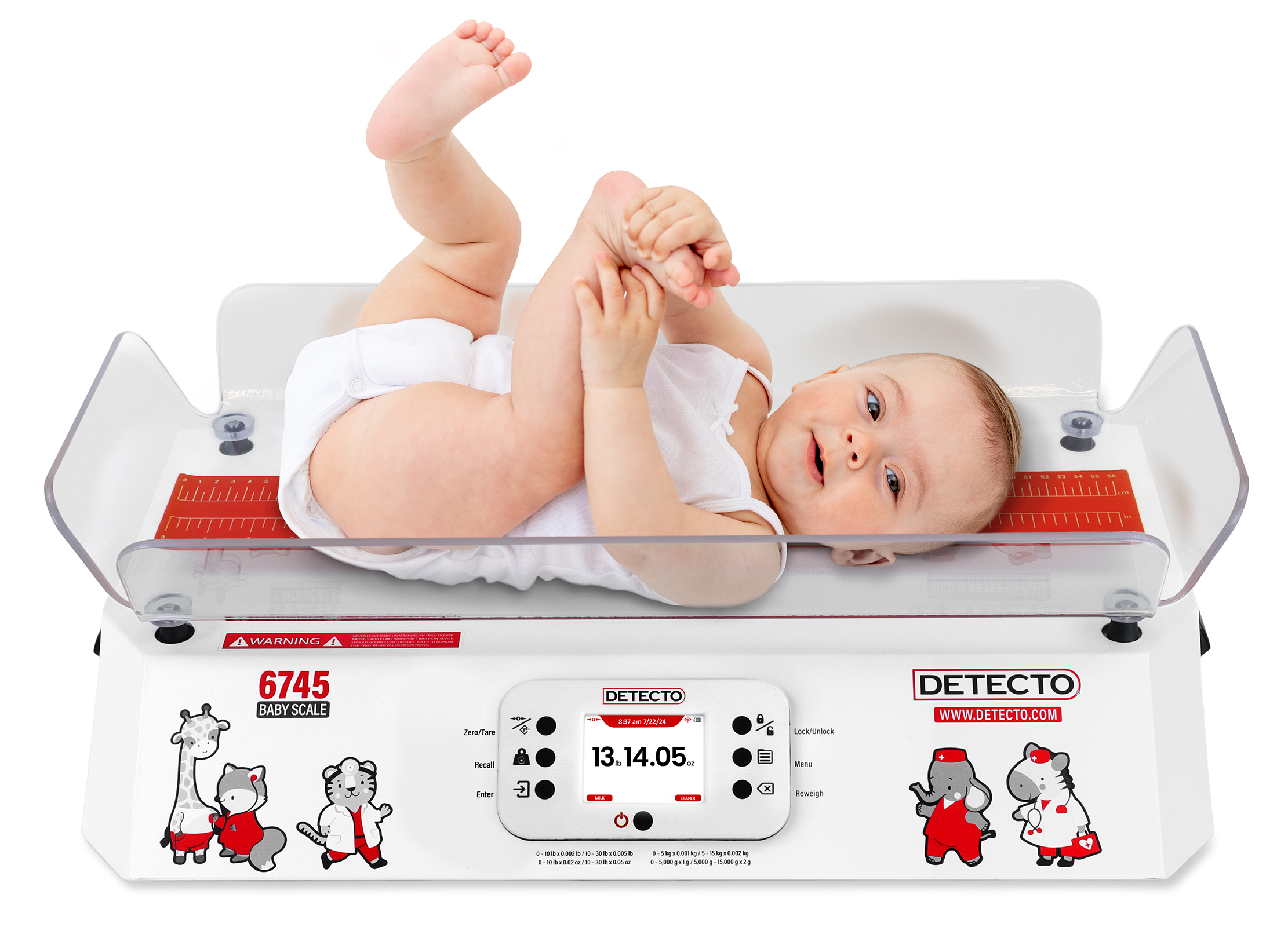 Detecto 6745 baby scale straight ahead view NICU nursery pediatric