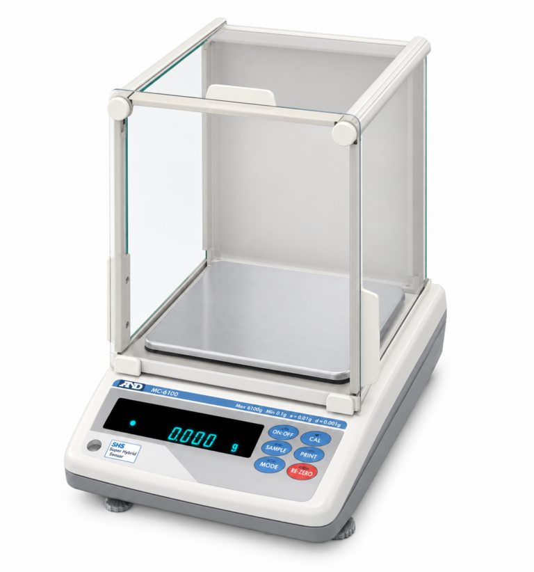 A&D Weighing MC-6100 Mass Comparator with glass breeze break and SHS Super Hybrid Sensor
