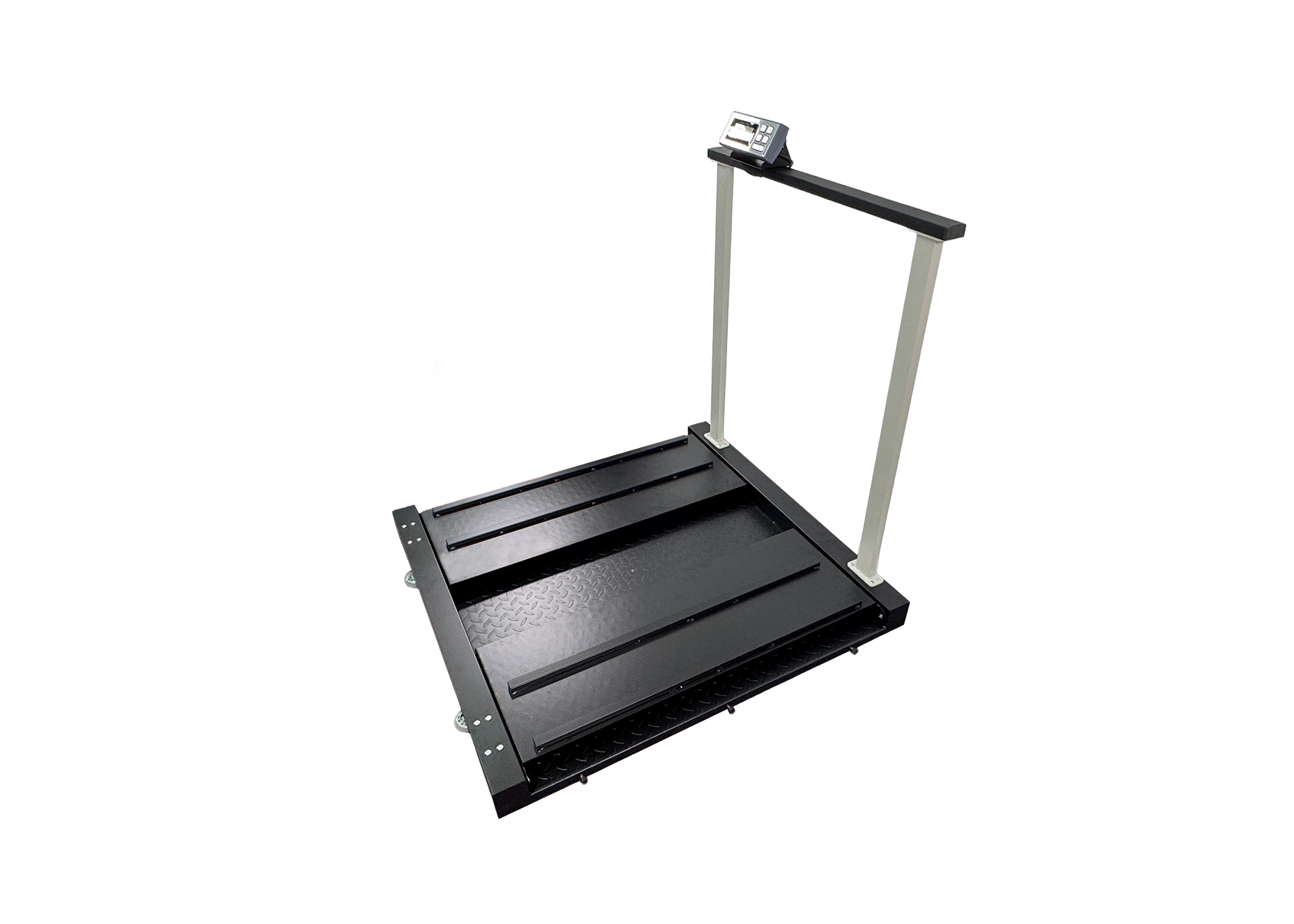 Tree LWC-HR 1000 ADA wheelchair scale single handrail folded ramps angled view