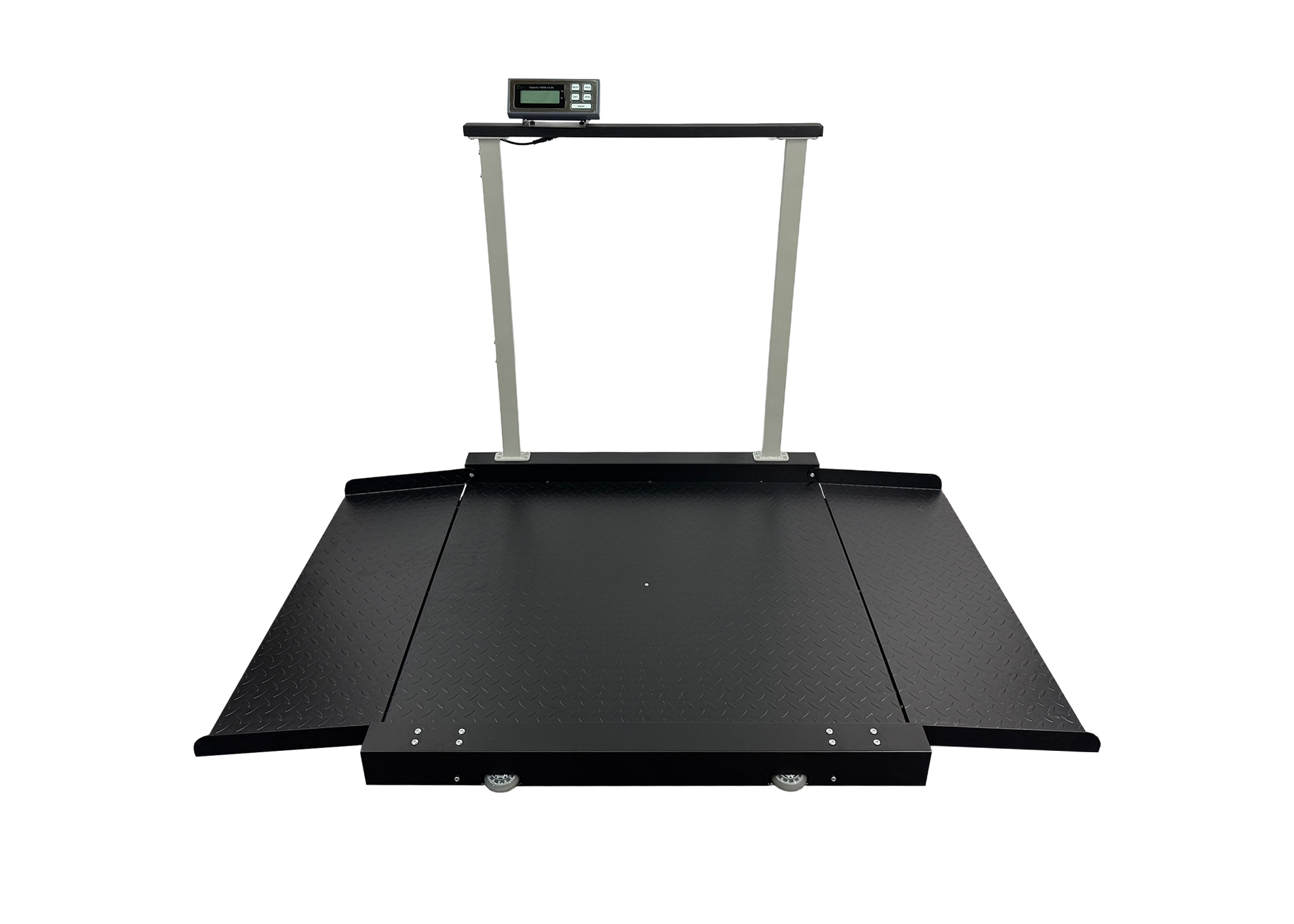 Tree LWC-HR 1000 wheelchair bariatric scale single handrail with ramp deployed