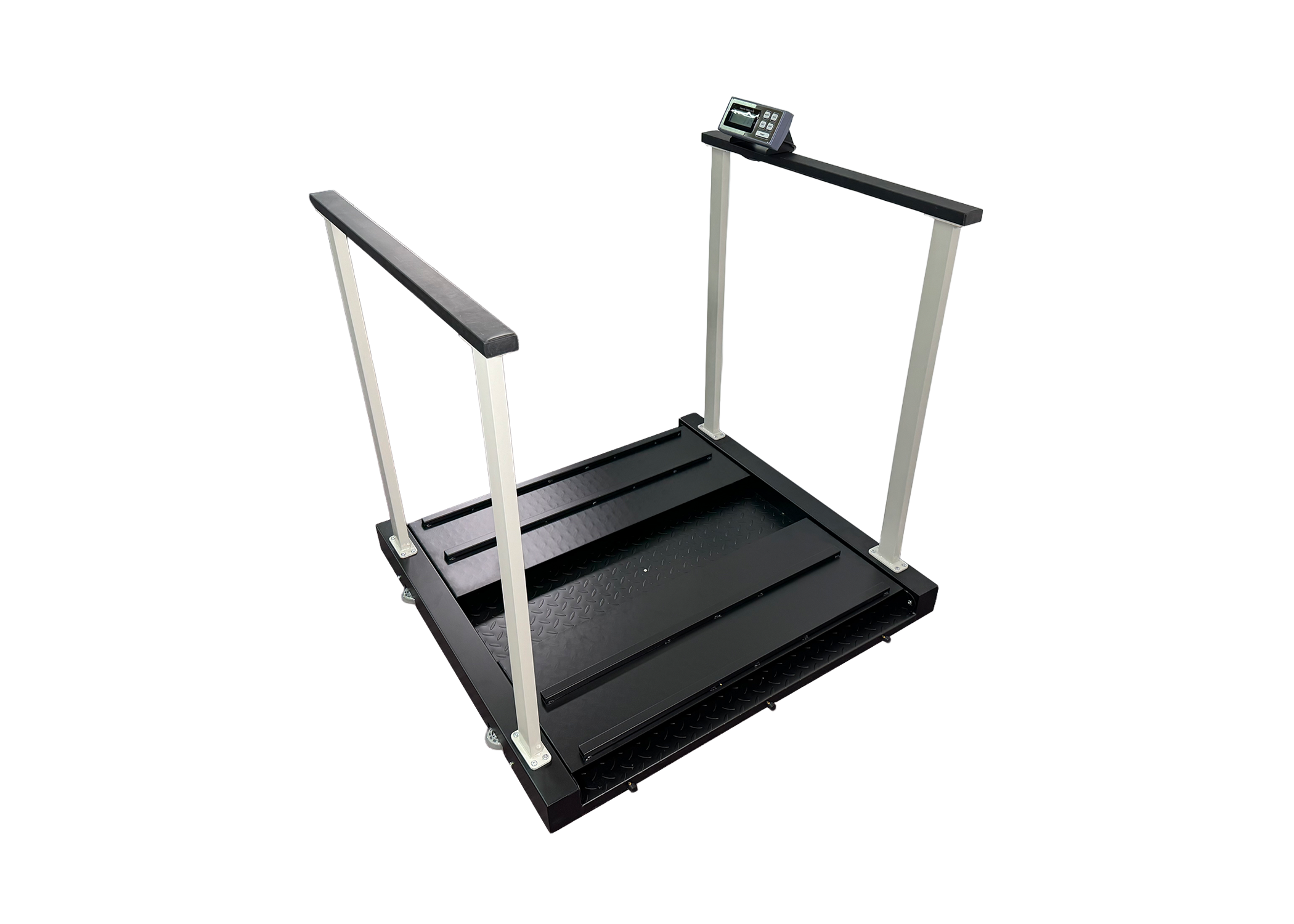 Tree LWC-HR 1000 wheelchair scale dual handrails with folded ramps angled view